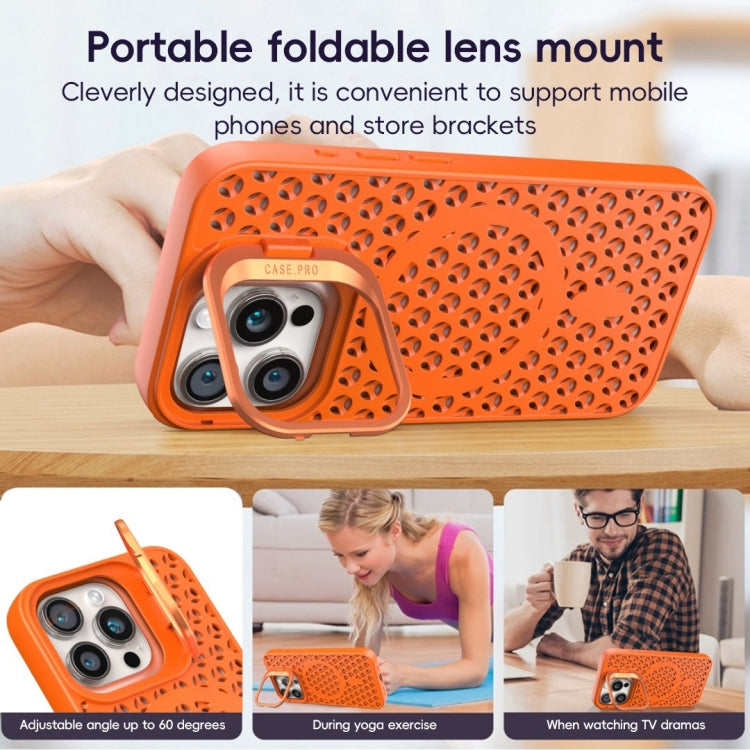 For iPhone 13 Pro Hollow Cooling Lens Holder MagSafe Magnetic TPU Phone Case(Blue) by buy2fix