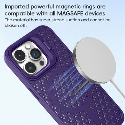 For iPhone 15 Plus Hollow Cooling Lens Holder MagSafe Magnetic TPU Phone Case(Blue) - iPhone 15 Plus Cases by buy2fix | Online Shopping UK | buy2fix