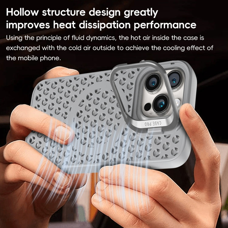 For iPhone 13 Pro Hollow Cooling Lens Holder MagSafe Magnetic TPU Phone Case(Blue) by buy2fix