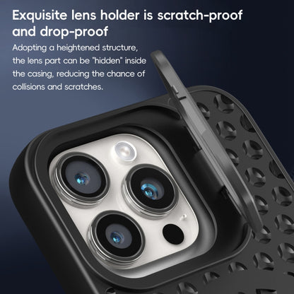 For iPhone 13 Pro Hollow Cooling Lens Holder MagSafe Magnetic TPU Phone Case(Black) - iPhone 13 Pro Cases by buy2fix | Online Shopping UK | buy2fix