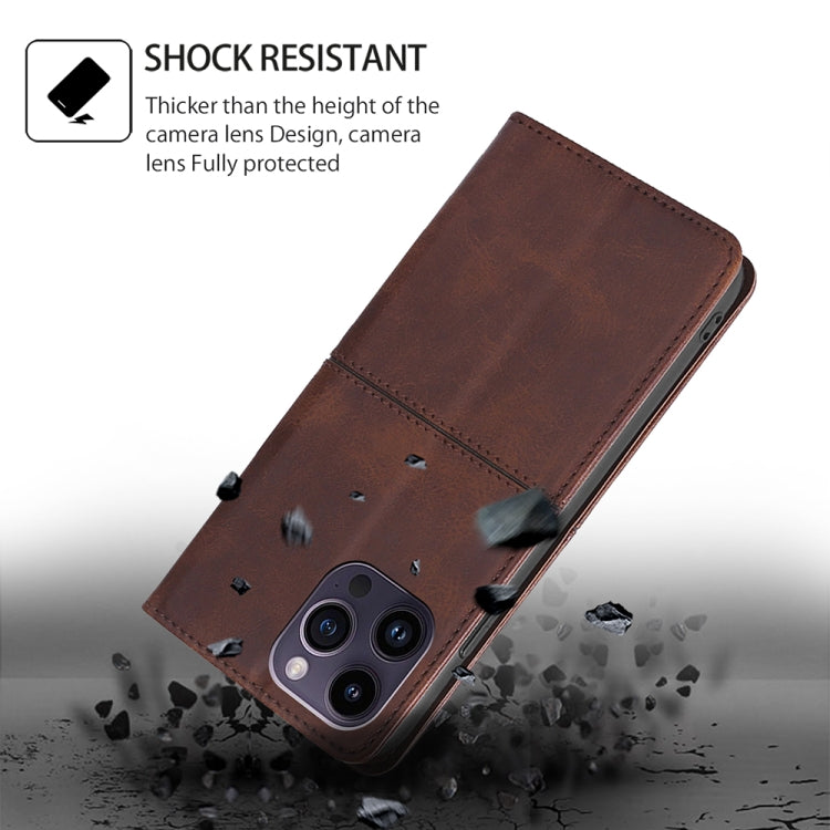 For Motorola Moto G Play 4G 2024 Cow Texture Magnetic Leather Phone Case(Dark Brown) - Motorola Cases by buy2fix | Online Shopping UK | buy2fix