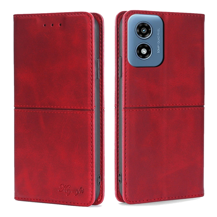 For Motorola Moto G Play 4G 2024 Cow Texture Magnetic Leather Phone Case(Red) - Motorola Cases by buy2fix | Online Shopping UK | buy2fix