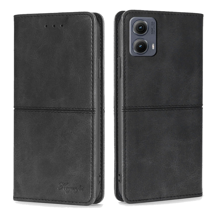 For Motorola Edge 5G 2024 Cow Texture Magnetic Leather Phone Case(Black) by buy2fix