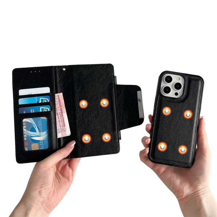 For iPhone 15 Pro Max Multifunctional 7-Cards Wallet Leather Phone Case(Black) - iPhone 15 Pro Max Cases by buy2fix | Online Shopping UK | buy2fix