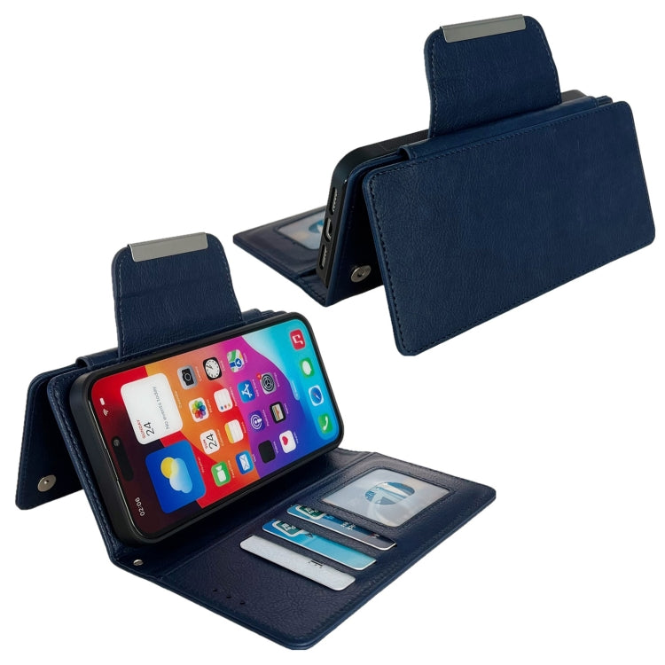 For iPhone 15 Pro Multifunctional 7-Cards Wallet Leather Phone Case(Royal Blue) - iPhone 15 Pro Cases by buy2fix | Online Shopping UK | buy2fix