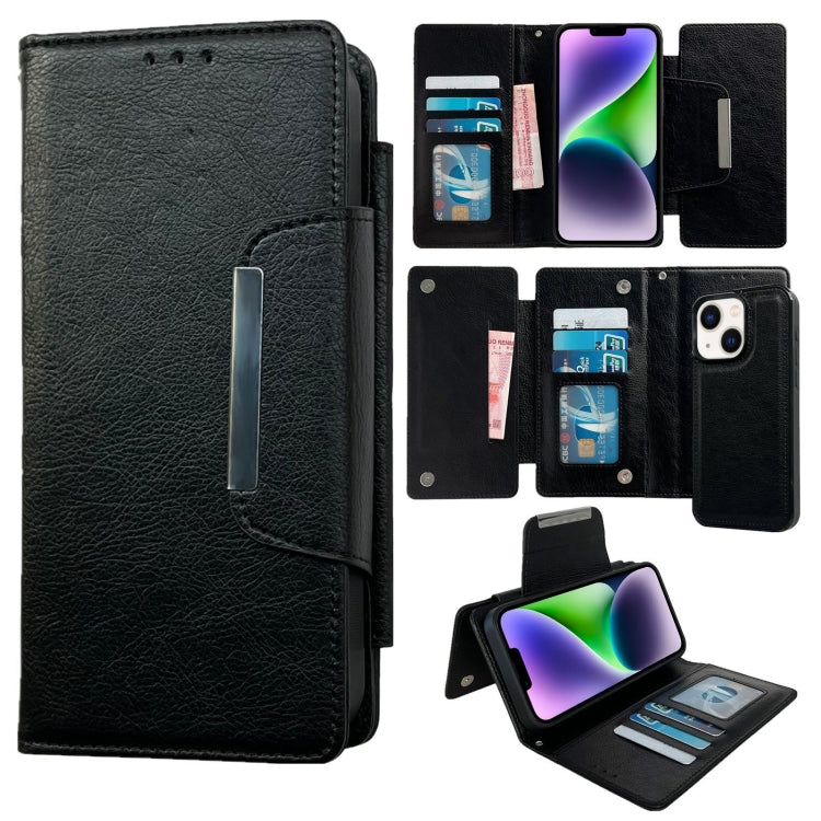 For iPhone 14 Multifunctional 7-Cards Wallet Leather Phone Case(Black) - iPhone 14 Cases by buy2fix | Online Shopping UK | buy2fix