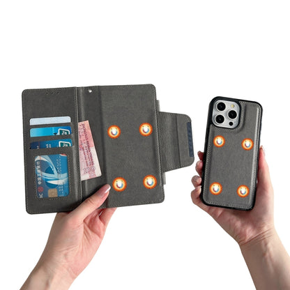 For iPhone 14 Multifunctional 7-Cards Wallet Leather Phone Case(Grey) - iPhone 14 Cases by buy2fix | Online Shopping UK | buy2fix