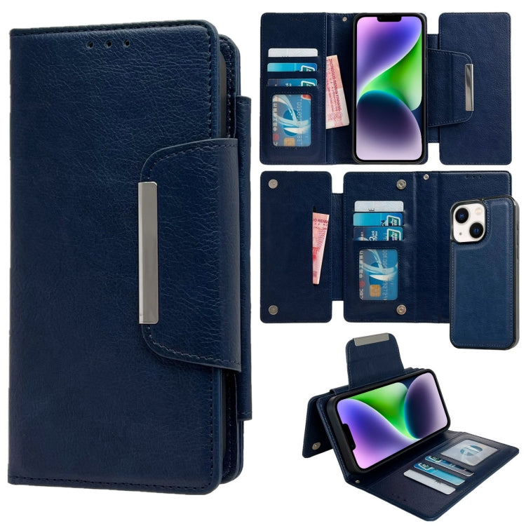 For iPhone 14 Multifunctional 7-Cards Wallet Leather Phone Case(Royal Blue) - iPhone 14 Cases by buy2fix | Online Shopping UK | buy2fix