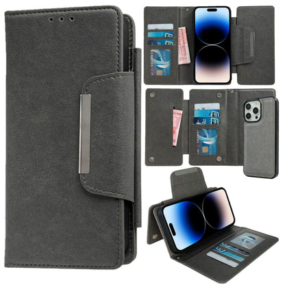 For iPhone 14 Pro Multifunctional 7-Cards Wallet Leather Phone Case(Grey) - iPhone 14 Pro Cases by buy2fix | Online Shopping UK | buy2fix