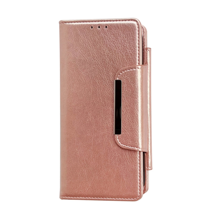 For iPhone 14 Pro Multifunctional 7-Cards Wallet Leather Phone Case(Rose Gold) - iPhone 14 Pro Cases by buy2fix | Online Shopping UK | buy2fix