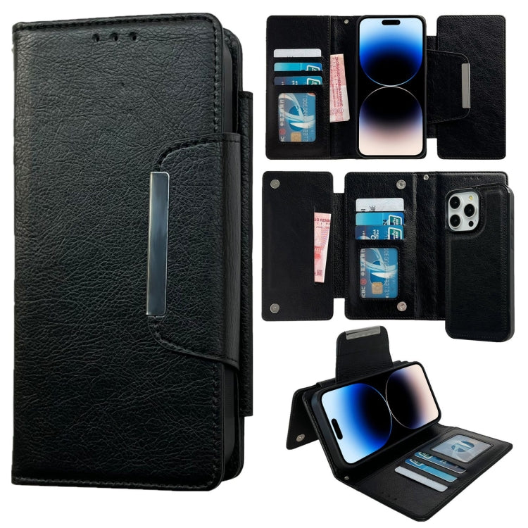 For iPhone 14 Pro Max Multifunctional 7-Cards Wallet Leather Phone Case(Black) - iPhone 14 Pro Max Cases by buy2fix | Online Shopping UK | buy2fix
