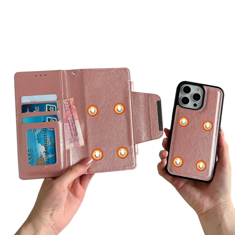 For iPhone 13 Pro Multifunctional 7-Cards Wallet Leather Phone Case(Rose Gold) - iPhone 13 Pro Cases by buy2fix | Online Shopping UK | buy2fix
