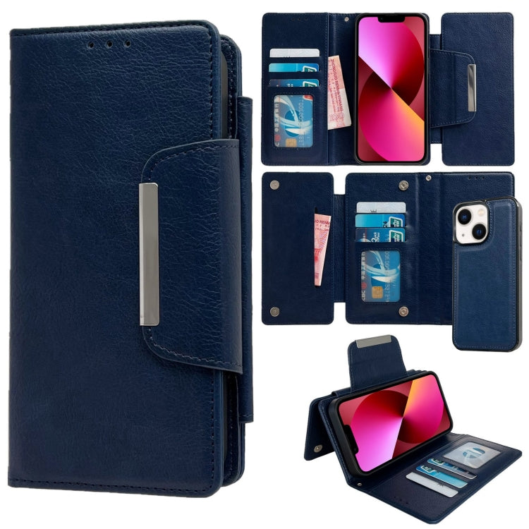For iPhone 13 Multifunctional 7-Cards Wallet Leather Phone Case(Royal Blue) - iPhone 13 Cases by buy2fix | Online Shopping UK | buy2fix