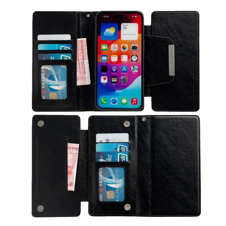 For iPhone 12 / 12 Pro Multifunctional 7-Cards Wallet Leather Phone Case(Black) - iPhone 12 / 12 Pro Cases by buy2fix | Online Shopping UK | buy2fix