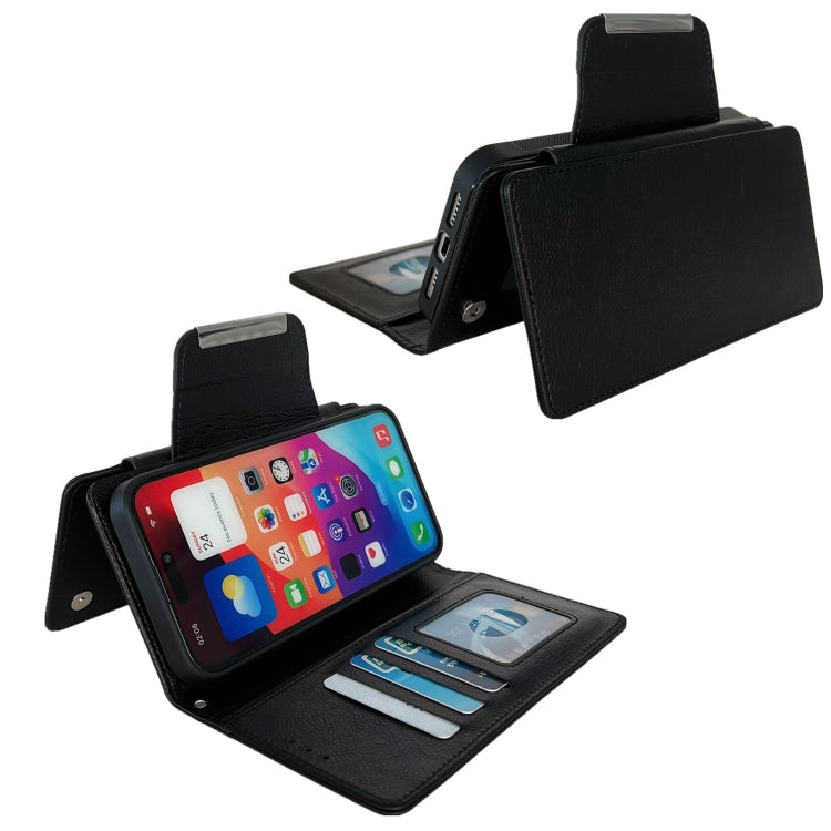 For iPhone 12 / 12 Pro Multifunctional 7-Cards Wallet Leather Phone Case(Black) - iPhone 12 / 12 Pro Cases by buy2fix | Online Shopping UK | buy2fix