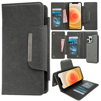 For iPhone 12 / 12 Pro Multifunctional 7-Cards Wallet Leather Phone Case(Grey) - iPhone 12 / 12 Pro Cases by buy2fix | Online Shopping UK | buy2fix