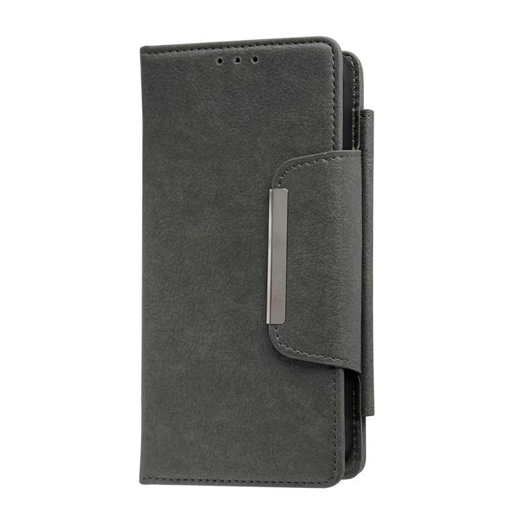 For iPhone 16e Multifunctional 7-Cards Wallet Leather Phone Case(Grey) - iPhone 16e Cases by buy2fix | Online Shopping UK | buy2fix