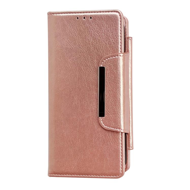 For iPhone 16e Multifunctional 7-Cards Wallet Leather Phone Case(Rose Gold) - iPhone 16e Cases by buy2fix | Online Shopping UK | buy2fix