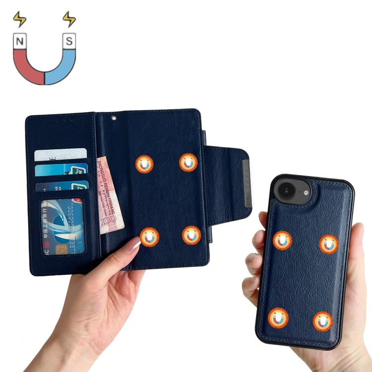 For iPhone 16e Multifunctional 7-Cards Wallet Leather Phone Case(Royal Blue) - iPhone 16e Cases by buy2fix | Online Shopping UK | buy2fix