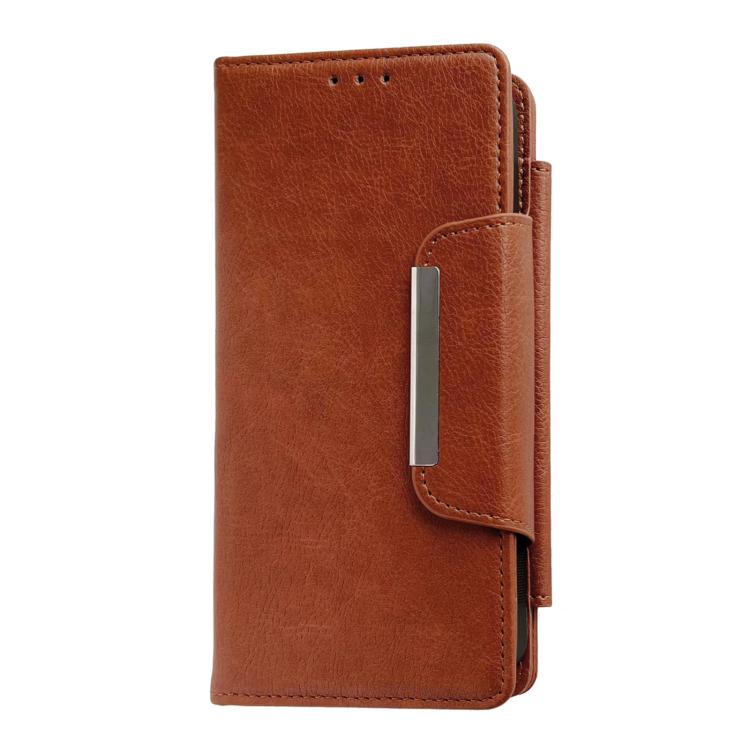 For iPhone 16e Multifunctional 7-Cards Wallet Leather Phone Case(Brown) - iPhone 16e Cases by buy2fix | Online Shopping UK | buy2fix