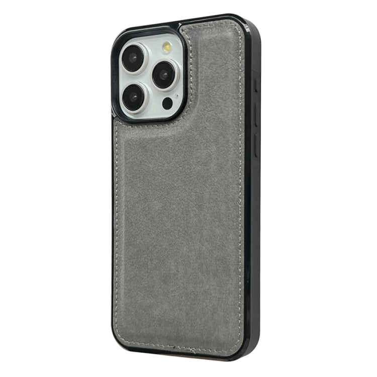 For iPhone 16 Pro Cowhide Texture Back Cover Phone Case(Grey) - iPhone 16 Pro Cases by buy2fix | Online Shopping UK | buy2fix