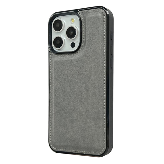 For iPhone 16 Pro Cowhide Texture Back Cover Phone Case(Grey) by buy2fix