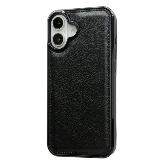 For iPhone 16 Cowhide Texture Back Cover Phone Case(Black) by buy2fix