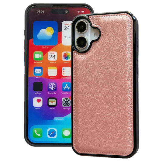 For iPhone 16 Cowhide Texture Back Cover Phone Case(Rose Gold) - iPhone 16 Cases by buy2fix | Online Shopping UK | buy2fix