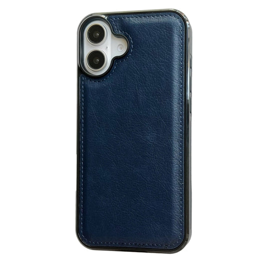 For iPhone 16 Cowhide Texture Back Cover Phone Case(Royal Blue) by buy2fix