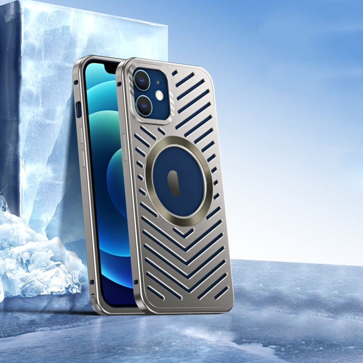 For iPhone 12 Cooling MagSafe Magnetic Metal Phone Case(Titanium) - iPhone 12 / 12 Pro Cases by buy2fix | Online Shopping UK | buy2fix