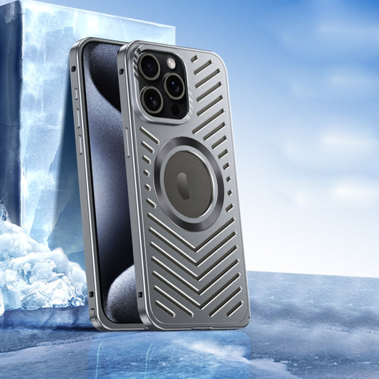 For iPhone 14 Pro Max Cooling MagSafe Magnetic Metal Phone Case(Grey) - iPhone 14 Pro Max Cases by buy2fix | Online Shopping UK | buy2fix