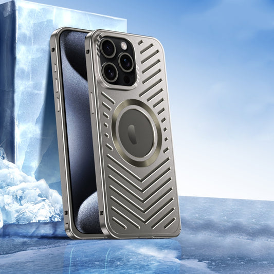 For iPhone 14 Pro Cooling MagSafe Magnetic Metal Phone Case(Titanium) - iPhone 14 Pro Cases by buy2fix | Online Shopping UK | buy2fix