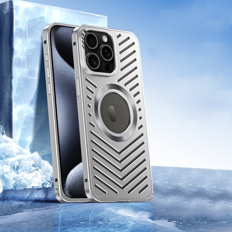 For iPhone 15 Pro Max Cooling MagSafe Magnetic Metal Phone Case(Silver) - iPhone 15 Pro Max Cases by buy2fix | Online Shopping UK | buy2fix