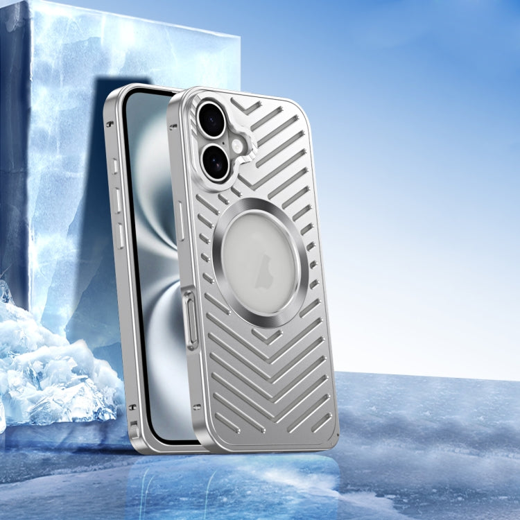 For iPhone 16 Cooling MagSafe Magnetic Metal Phone Case(Silver) by buy2fix