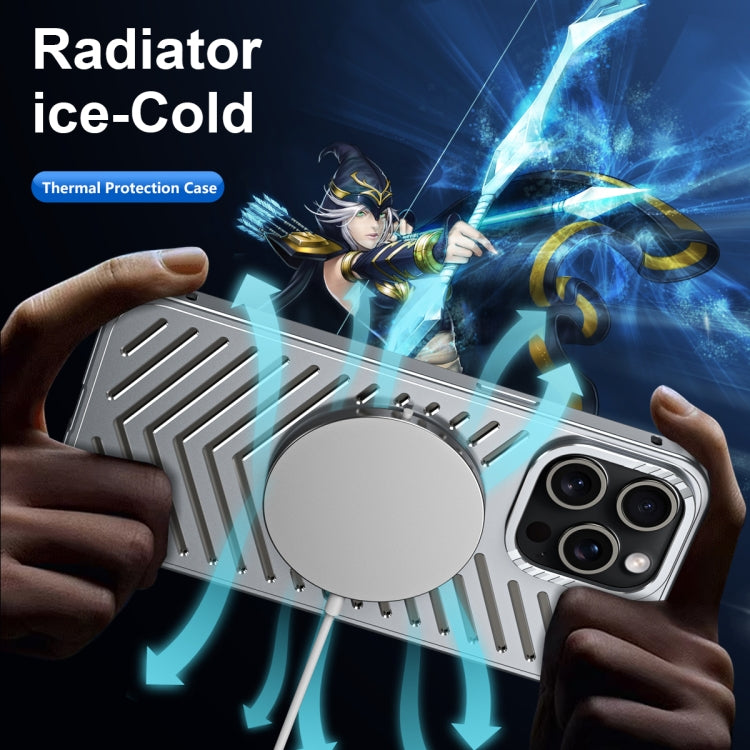 For iPhone 16 Cooling MagSafe Magnetic Metal Phone Case(Silver) by buy2fix