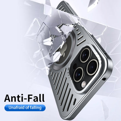 For iPhone 15 Pro Max Cooling MagSafe Magnetic Metal Phone Case(Titanium) - iPhone 15 Pro Max Cases by buy2fix | Online Shopping UK | buy2fix