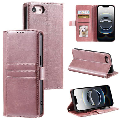 For iPhone 16e Simple 6-Card Wallet Leather Phone Case(Rose Gold) - iPhone 16e Cases by buy2fix | Online Shopping UK | buy2fix