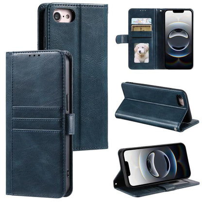 For iPhone 16e Simple 6-Card Wallet Leather Phone Case(Navy Blue) - iPhone 16e Cases by buy2fix | Online Shopping UK | buy2fix