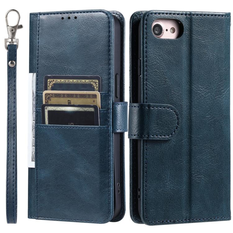 For iPhone 16e Simple 6-Card Wallet Leather Phone Case(Navy Blue) - iPhone 16e Cases by buy2fix | Online Shopping UK | buy2fix