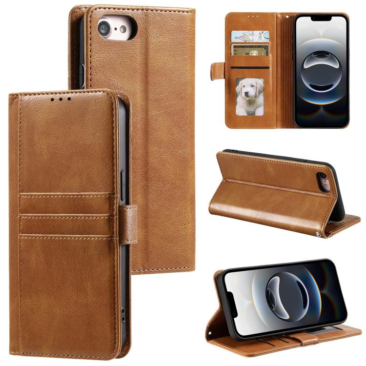 For iPhone 16e Simple 6-Card Wallet Leather Phone Case(Brown) - iPhone 16e Cases by buy2fix | Online Shopping UK | buy2fix