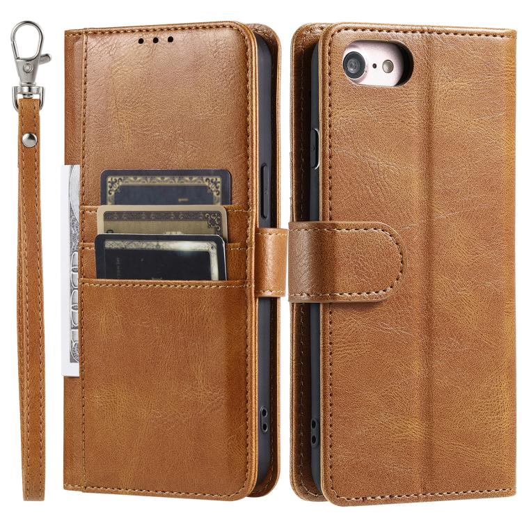 For iPhone 16e Simple 6-Card Wallet Leather Phone Case(Brown) - iPhone 16e Cases by buy2fix | Online Shopping UK | buy2fix