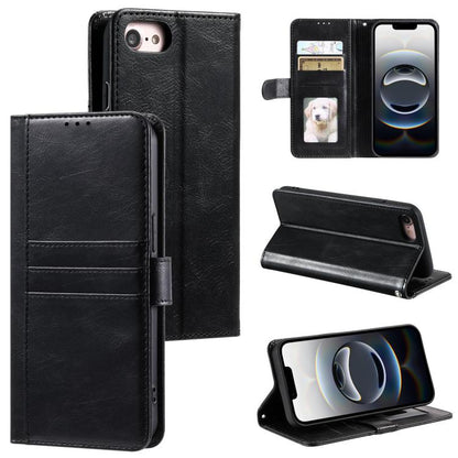 For iPhone 16e Simple 6-Card Wallet Leather Phone Case(Black) - iPhone 16e Cases by buy2fix | Online Shopping UK | buy2fix