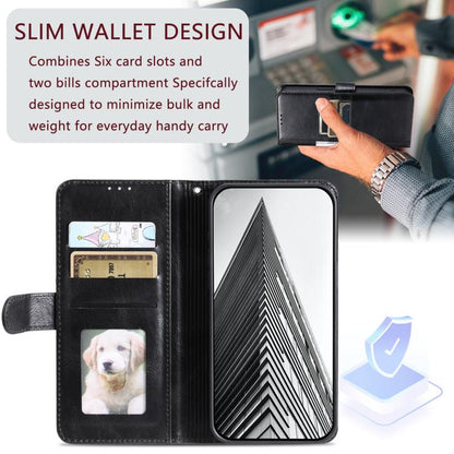 For iPhone 16e Simple 6-Card Wallet Leather Phone Case(Black) - iPhone 16e Cases by buy2fix | Online Shopping UK | buy2fix