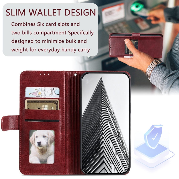 For Motorola Moto G Power 2024 Simple 6-Card Wallet Leather Phone Case(Wine Red) - Motorola Cases by buy2fix | Online Shopping UK | buy2fix