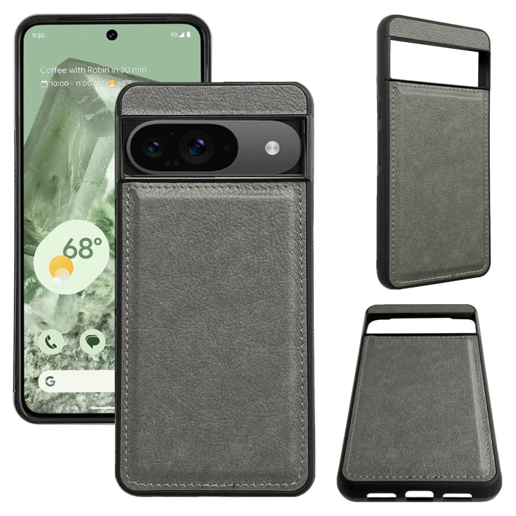 For Google Pixel 9 / Pixel 9 Pro Cowhide Texture Back Cover Phone Case(Grey) - Google Cases by buy2fix | Online Shopping UK | buy2fix