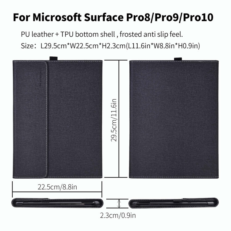 For Microsoft Surface Pro 10 Cloth Texture PC Tablet Protective Case(Black) - Others by buy2fix | Online Shopping UK | buy2fix
