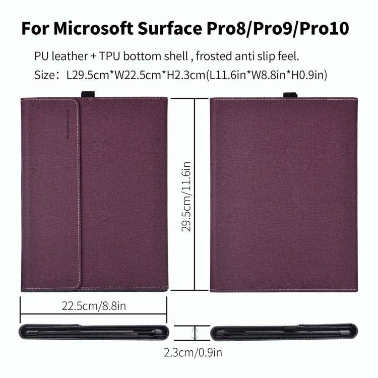 For Microsoft Surface Pro 10 Cloth Texture PC Tablet Protective Case(Wine Red) - Others by buy2fix | Online Shopping UK | buy2fix