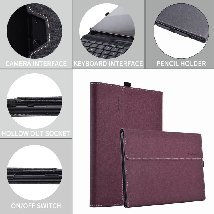 For Microsoft Surface Pro 10 Cloth Texture PC Tablet Protective Case(Wine Red) - Others by buy2fix | Online Shopping UK | buy2fix