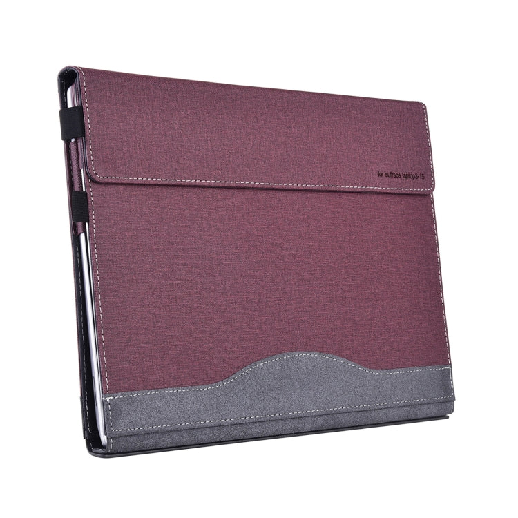 For Microsoft Surface Laptop 6 15 inch Cloth Texture Laptop Leather Protective Case(Wine Red) - Others by buy2fix | Online Shopping UK | buy2fix