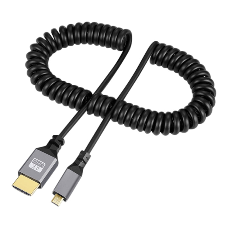 HDMI Type-A to HDMI Type-D HDMI OD4.0 Spring Cable, Length: 0.5m~2.4m(Grey Shell) - Cable by buy2fix | Online Shopping UK | buy2fix